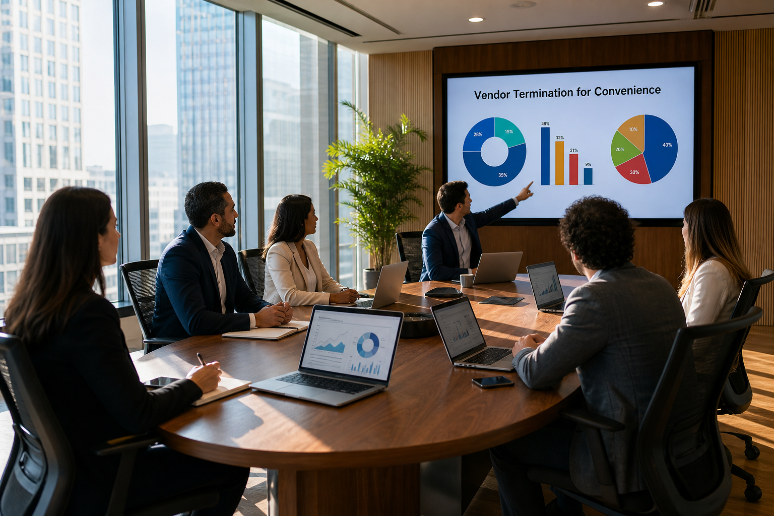 Modern Conference Room Vendor Termination Presentation